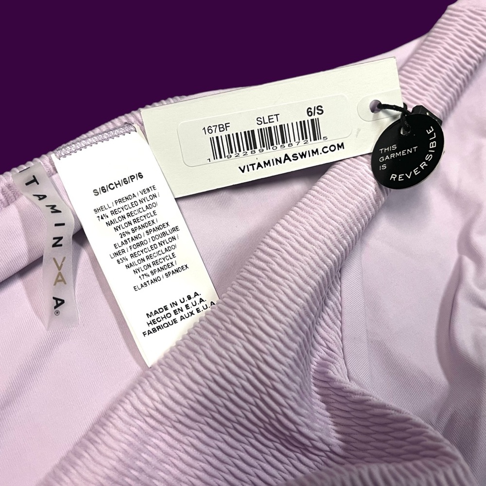 NWT Vitamin A Luciana reversible bikini bottoms in Soft Lilac. Size 6/S ๐๐บ - Picture 9 of 10